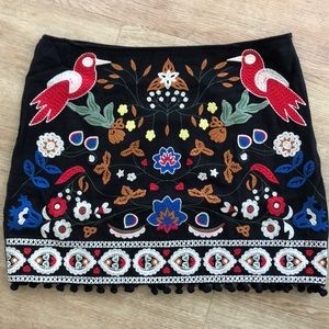 Unique embroidered mini skirt